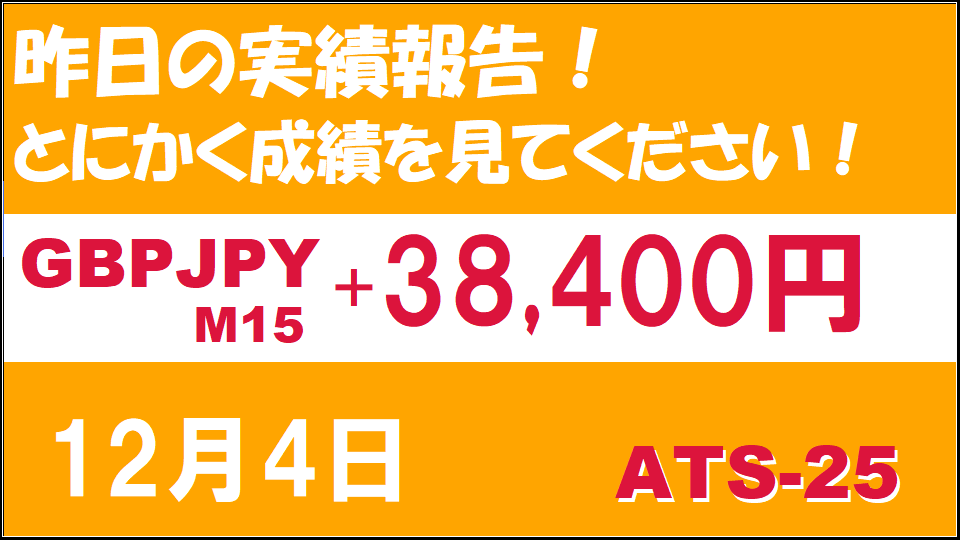 【GBPJPY M15】前日の結果『ATS-25』 12月4日
