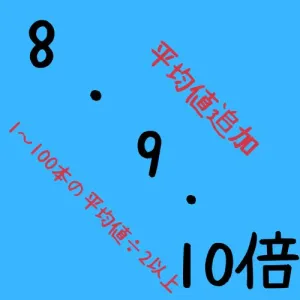 前足は現在足の1～100本の平均値÷2以上で前足の〇倍の現在足の時にエントリーCSVファイル(8,9,10倍)