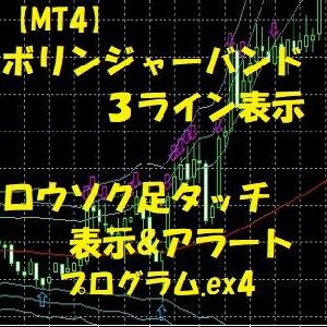 【MT4】ボリンジャーバンド３ライン表示＆アラート通知（インジケーター）