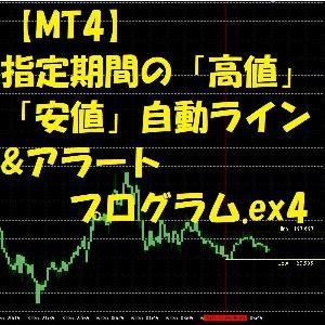 【MT4】【マニアック】指定期間の高値安値自動ライン&アラート（インジケーター）