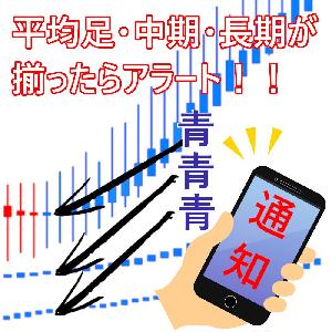 【平均足トリプルアラート】平均足と中期・長期の3つの色が揃ったらアラートで知らせてくれる聖杯ツール！