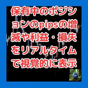 保有中のポジションのpipsの増減や利益・損失をリアルタイムで視覚的に表示するインジケーター　PipsDisplay