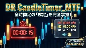 ローソク足のすぐ横に確定タイマー！ 全時間足の「確定」をリストで完全掌握するマルチタイム・キャンドルタイマー　【MT5】
