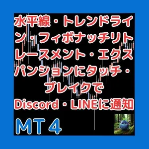 水平線・トレンドライン・フィボナッチリトレースメント・フィボナッチエクスパンションにタッチ・ブレイクで通知　Discord・LINEに通知可能　LineAlertPlus