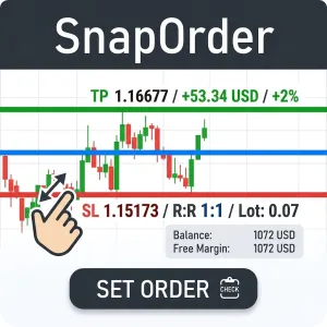 【MT5専用】【チャート上でライン操作で発注】SnapOrder【固定金額、残高比率からロットを自動計算】 インジケーター・電子書籍