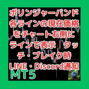 ボリンジャーバンドの各ラインの現在価格をチャート右側にラインで表示　タッチ・ブレイク時にLINE・Discordに通知　BBLineAlert インジケーター・電子書籍
