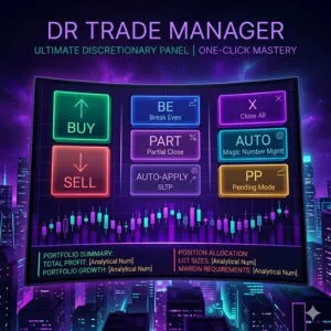 【MT5版】DR Trade & Risk Manager｜爆速ロット計算・自動分割利確・建値・3段トレール｜スリッページをミリ秒単位で自動補正して約定後の利益を最大化する究極の裁量補助パネル Indicators/E-books