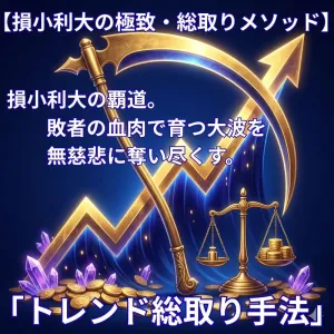 【損小利大の極致】敗者の血肉を無慈悲に奪い尽くす「トレンド総取り手法」 インジケーター・電子書籍