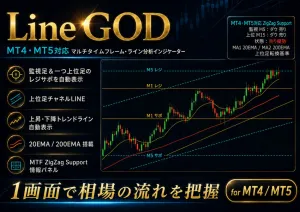Line GOD　MT4・MT5対応 MTFレジサポ・チャネルライン自動表示インジケーター インジケーター・電子書籍