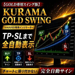 【GOLD専用スイング版】TP・SLまで全自動表示｜チャートに張り付かないサインツール｜KURAMA GOLD SWING インジケーター・電子書籍