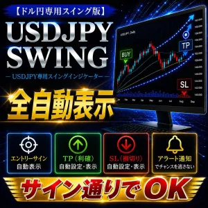 【ドル円専用スイング版】TP・SLまで全自動表示｜チャートに張り付かないサインツール｜KURAMA USDJPY SWING Indicators/E-books