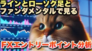 FX entry point analysis using Lines, Candlesticks, and Fundamentals Investment Navi+