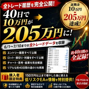 40日で10万円を205万円に積み上げた全トレードデータ公開― エントリー履歴・ロット・損切り・利確・思考まで完全解説 ―
