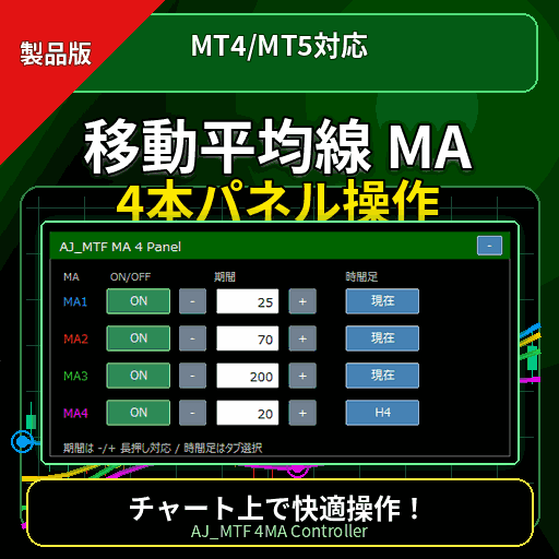【MT4/5】4本の移動平均線MAをパネル操作できるMT4/MT5インジケーター｜AJ_MTF MA Panel Chỉ báo - Sách điện tử