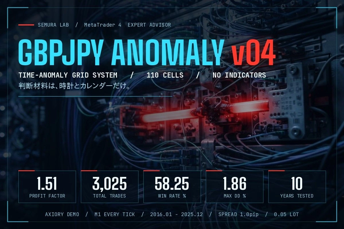 GBPJPY Anomaly v04 ｜ 曜日と時刻だけで撃つ時間アノマリーEA