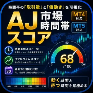 【無料・MT4/MT5】AJ 市場時間帯スコア｜取引量・値動き可視化インジケーター Indicators/E-books