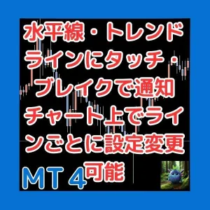 水平線・トレンドラインにタッチ・ブレイクで通知　チャート上でラインごとに設定変更可能　ClickLineAlert インジケーター・電子書籍