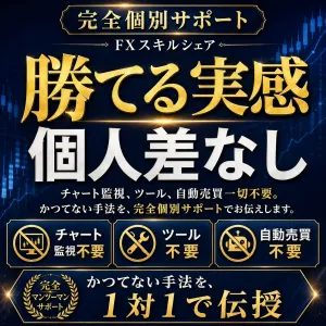 【勝てる実感】チャート監視、ツール、自動売買一切不要。かつてない手法を、完全個別サポートでお伝えします。 インジケーター・電子書籍