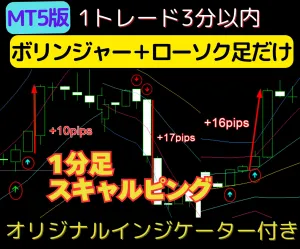 【MT5インジケーター】1トレード3分以内で完結！登録者1万人超のFX系YouTuber推奨の『ボリンジャーバンド＋1分足スキャルピング手法』をオリジナルツールで再現【実践マニュアル付き】 インジケーター・電子書籍