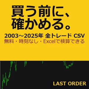 ข้อมูลสำหรับการตรวจสอบ LAST ORDER｜ข้อมูลการเทรดทั้งหมด ปี 2003–2025 ไฟล์ CSV (ไม่มีเวลา・ฟรี) Indicators/E-books