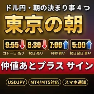 仲値あとプラス サイン【MT4/MT5対応】東京の朝の決まり事 4 つを知らせるドル円インジケーター Indicators/E-books