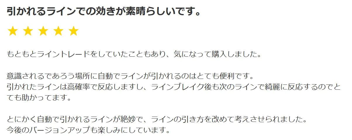 トレンドラインPro２のレビュー 引かれるラインでの効きが素晴らしい