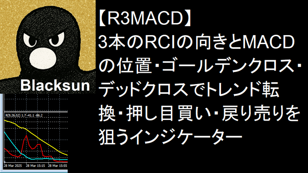 3本のRCIの向きとMACDの位置・ゴールデンクロス・デッドクロスでトレンド転換・押し目買い・戻り売りを狙うインジケーター【R3MACD】