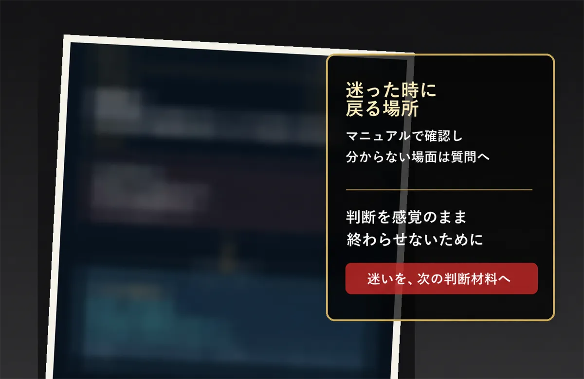 迷った時に確認順へ戻る裁量判断マニュアルと質問環境